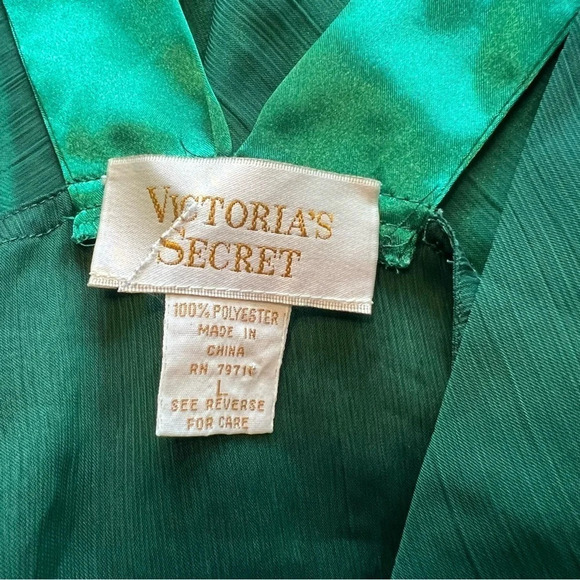 Victoria's Secret Gold Label Emerald Green Slip Chemis  Built in Shorts Sheer L - Picture 2 of 13